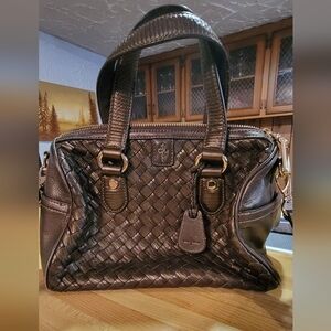 Cole Haan Chocolate Woven Leather Satchel